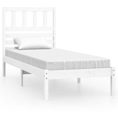 vidaXL Bed Frame without Mattress White Solid Wood Pine 90x200 cm