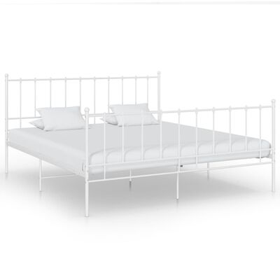 vidaXL Bed Frame without Mattress White Metal 140x200 cm