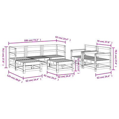 vidaXL 7 Piece Garden Lounge Set Solid Wood Pine