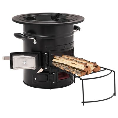 vidaXL Camping Wood Stove Black 50x33.5x30.5 cm Steel