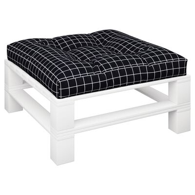 vidaXL Pallet Cushion Black Check Pattern 80x80x12 cm Fabric