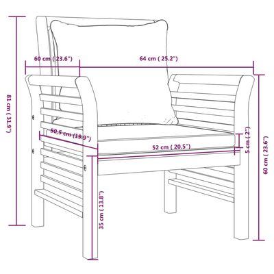 vidaXL Sofa Chairs with Dark Grey Cushions 2 pcs Solid Wood Acacia