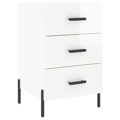 vidaXL Bedside Cabinet High Gloss White 40x40x66 cm Engineered Wood