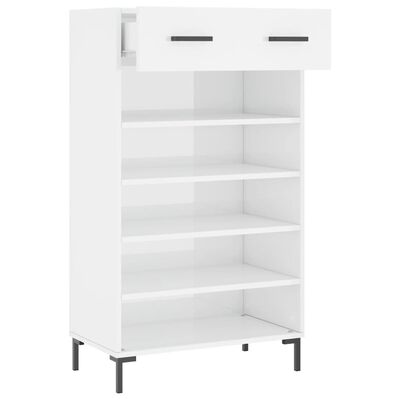 vidaXL Shoe Cabinet High Gloss White 60x35x105 cm Engineered Wood