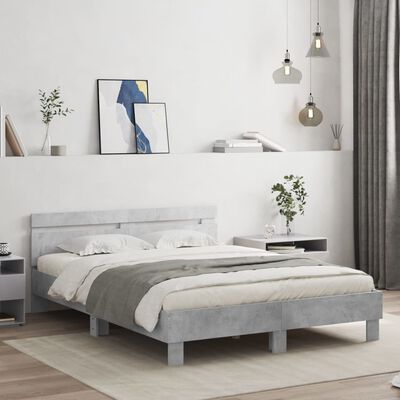 vidaXL Bed Frame without Mattress Concrete Grey 140x190 cm