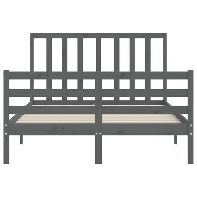 vidaXL Bed Frame without Mattress Grey Double Solid Wood Pine