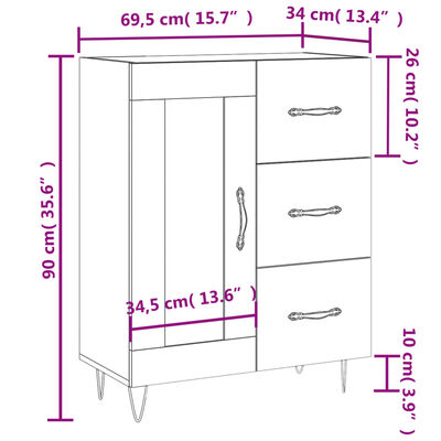 vidaXL Sideboard Brown Oak 69.5x34x90 cm Engineered Wood