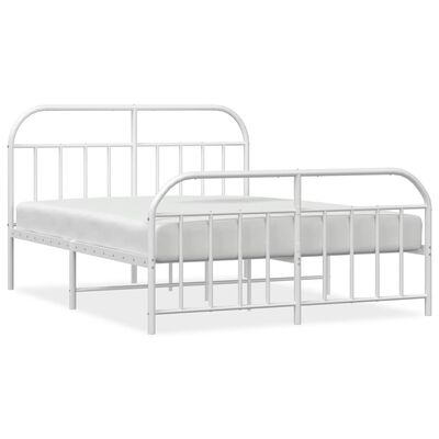 vidaXL Metal Bed Frame without Mattress with Footboard White 150x200 cm King Size