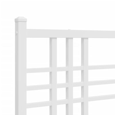 vidaXL Metal Bed Frame without Mattress with Footboard White 120x200 cm