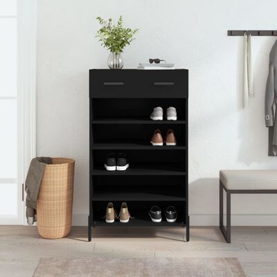 vidaXL Shoe Cabinet Black 60x35x105 cm Engineered Wood