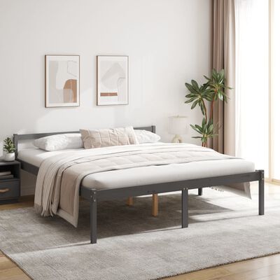 vidaXL Senior Bed without Mattress Grey 200x200 cm Solid Wood Pine