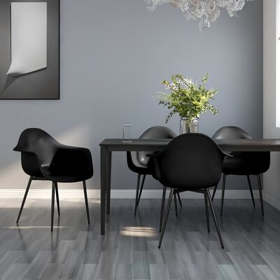 vidaXL Dining Chairs 4 pcs Black PP