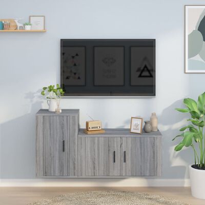 vidaXL 2 Piece TV Cabinet Set Grey Sonoma Engineered Wood