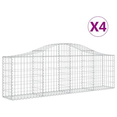 vidaXL Arched Gabion Baskets 4 pcs 200x30x60/80 cm Galvanised Iron