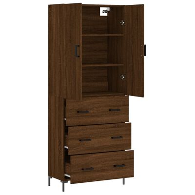 vidaXL Highboard Brown Oak 69.5x34x180 cm Engineered Wood