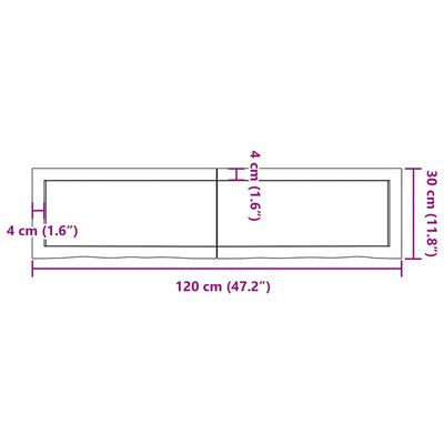 vidaXL Wall Shelf Light Brown 120x30x(2-4) cm Treated Solid Wood Oak