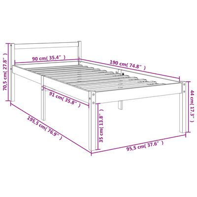 vidaXL Senior Bed without Mattress White 90x190 cm Single