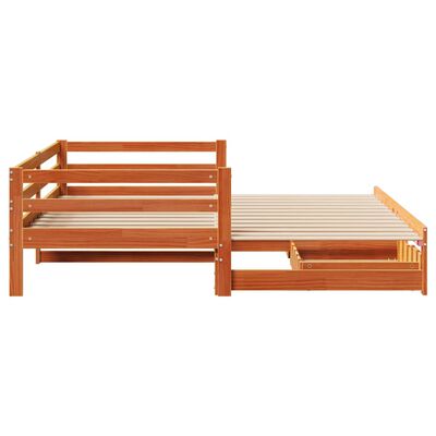 vidaXL Daybed with Trundle&Drawers without Mattress Wax Brown 90x200 cm