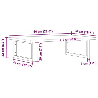 vidaXL Basin Shelf Wall Mounted Steel and Solid Wood Acacia