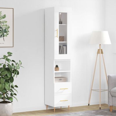 vidaXL Highboard White 34.5x34x180 cm Engineered Wood