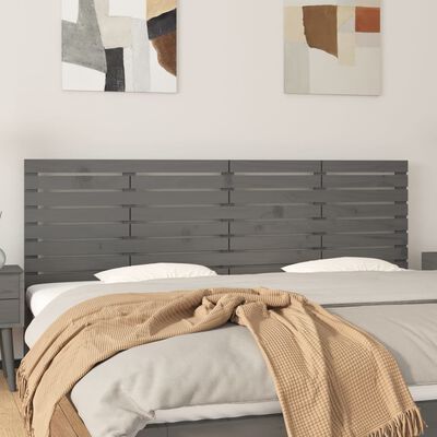 vidaXL Wall Headboard Grey 206x3x63 cm Solid Wood Pine