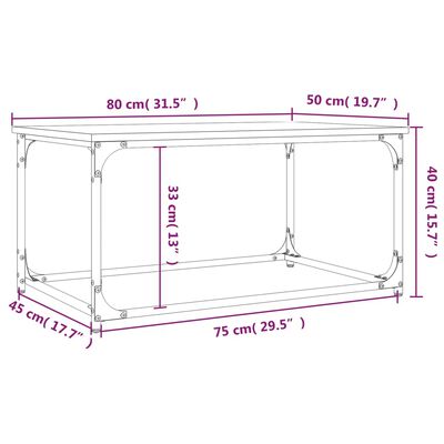 vidaXL Coffee Table Brown Oak 80x50x40 cm Engineered Wood and Iron