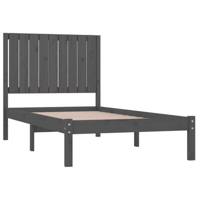 vidaXL Bed Frame without Mattress Grey 90x200 cm Solid Wood Pine