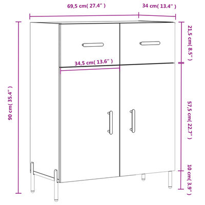 vidaXL Sideboard Black 69.5x34x90 cm Engineered Wood