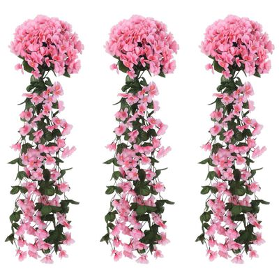 vidaXL Christmas Flower Garlands 3 pcs Pink 85 cm