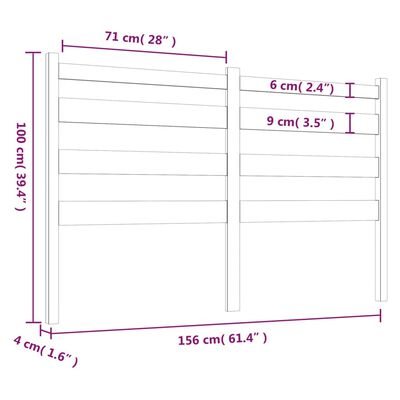 vidaXL Bed Headboard Grey 156x4x100 cm Solid Wood Pine