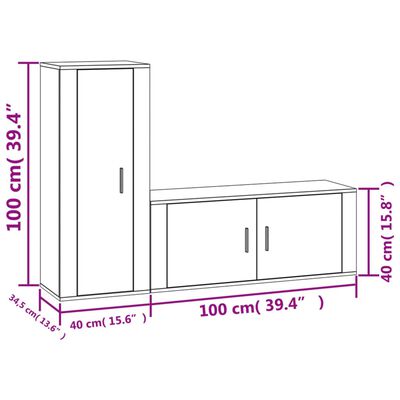 vidaXL 2 Piece TV Cabinet Set Grey Sonoma Engineered Wood