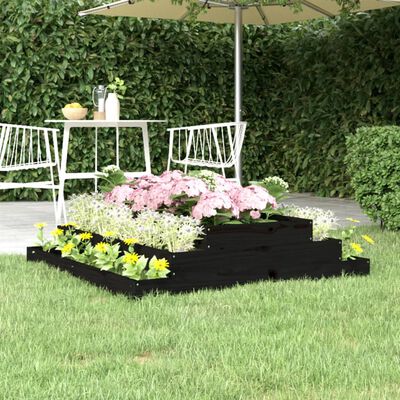 vidaXL Planter Black 110x110x27 cm Solid Wood Pine