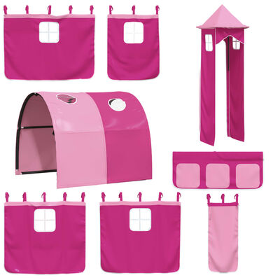 vidaXL Kids' Loft Bed with Tower without Mattress Pink 90x200 cm