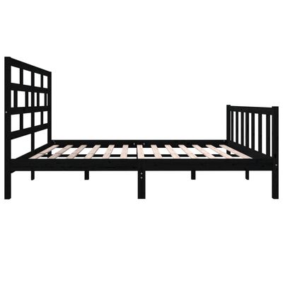 vidaXL Bed Frame without Mattress Black Solid Wood 140x200 cm (810086+814198)