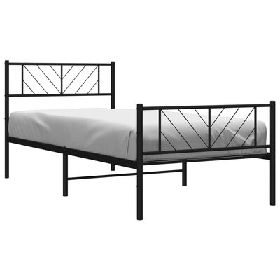 vidaXL Metal Bed Frame without Mattress with Footboard Black 100x200 cm