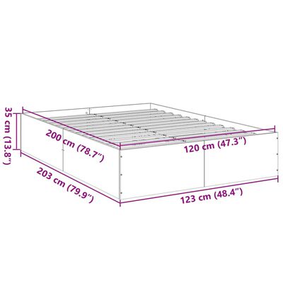 vidaXL Bed Frame without Mattress Brown Oak 120x200 cm