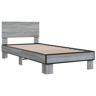 vidaXL Bed Frame without Mattress Grey Sonoma 100x200 cm