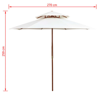 vidaXL Double Decker Garden Parasol 270x270 cm Wooden Pole Cream White