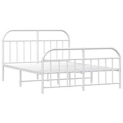 vidaXL Metal Bed Frame without Mattress with Footboard White 180x200 cm Super King