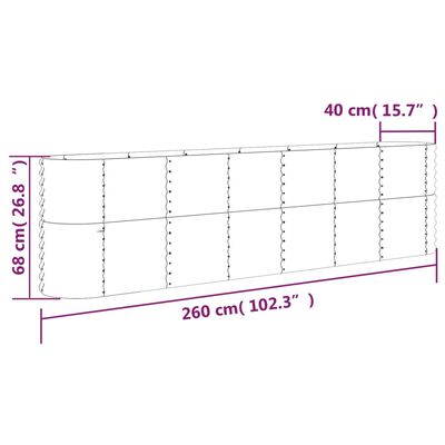 vidaXL Garden Raised Bed Powder-coated Steel 260x40x68 cm Green