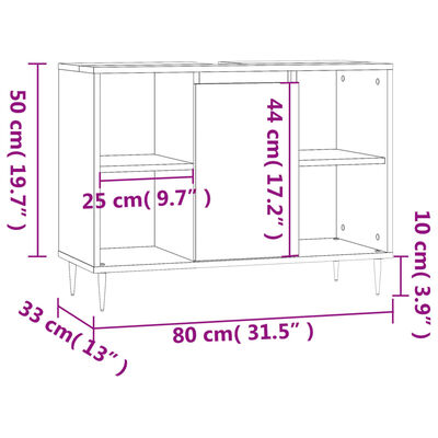 vidaXL Bathroom Cabinet High Gloss White 80x33x60 cm Engineered Wood