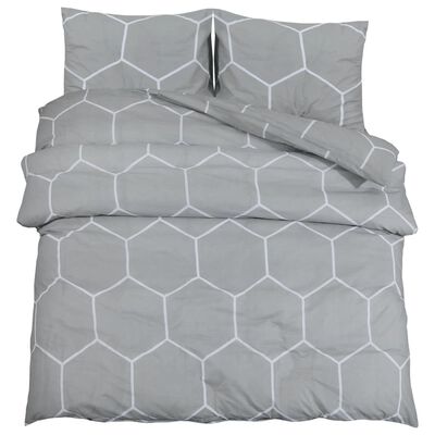 vidaXL Duvet Cover Set Grey 200x200 cm Cotton