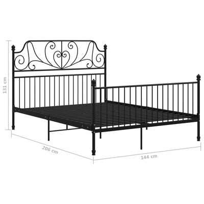 vidaXL Bed Frame without Mattress Black Metal 140x200 cm