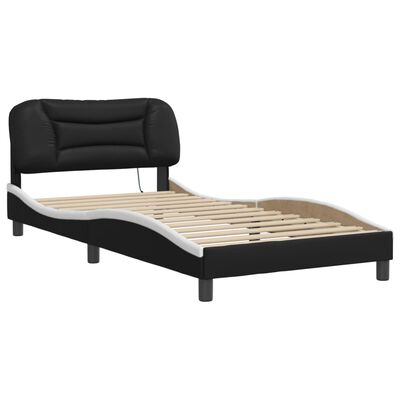 vidaXL Bed Frame with LED without Mattress Black and White 100x200 cm