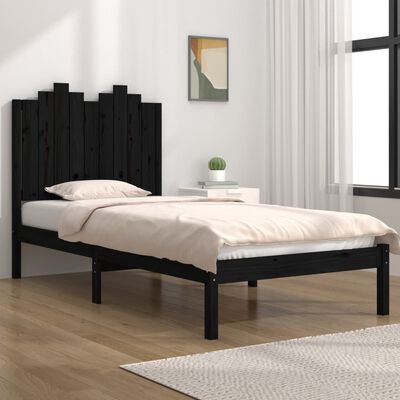 vidaXL Bed Frame without Mattress Black Solid Wood Small Single