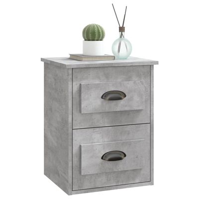 vidaXL Wall-mounted Bedside Cabinets 2 pcs Concrete Grey 41.5x36x53cm