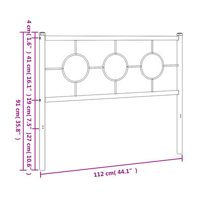 vidaXL Metal Headboard Black 107 cm