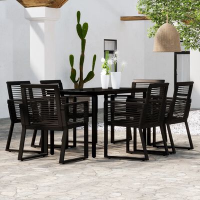 vidaXL 7 Piece Garden Dining Set Black