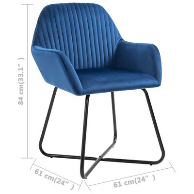 vidaXL Dining Chairs 6 pcs Blue Velvet