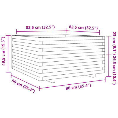 vidaXL Garden Planter 90x90x49.5 cm Impregnated Wood Pine